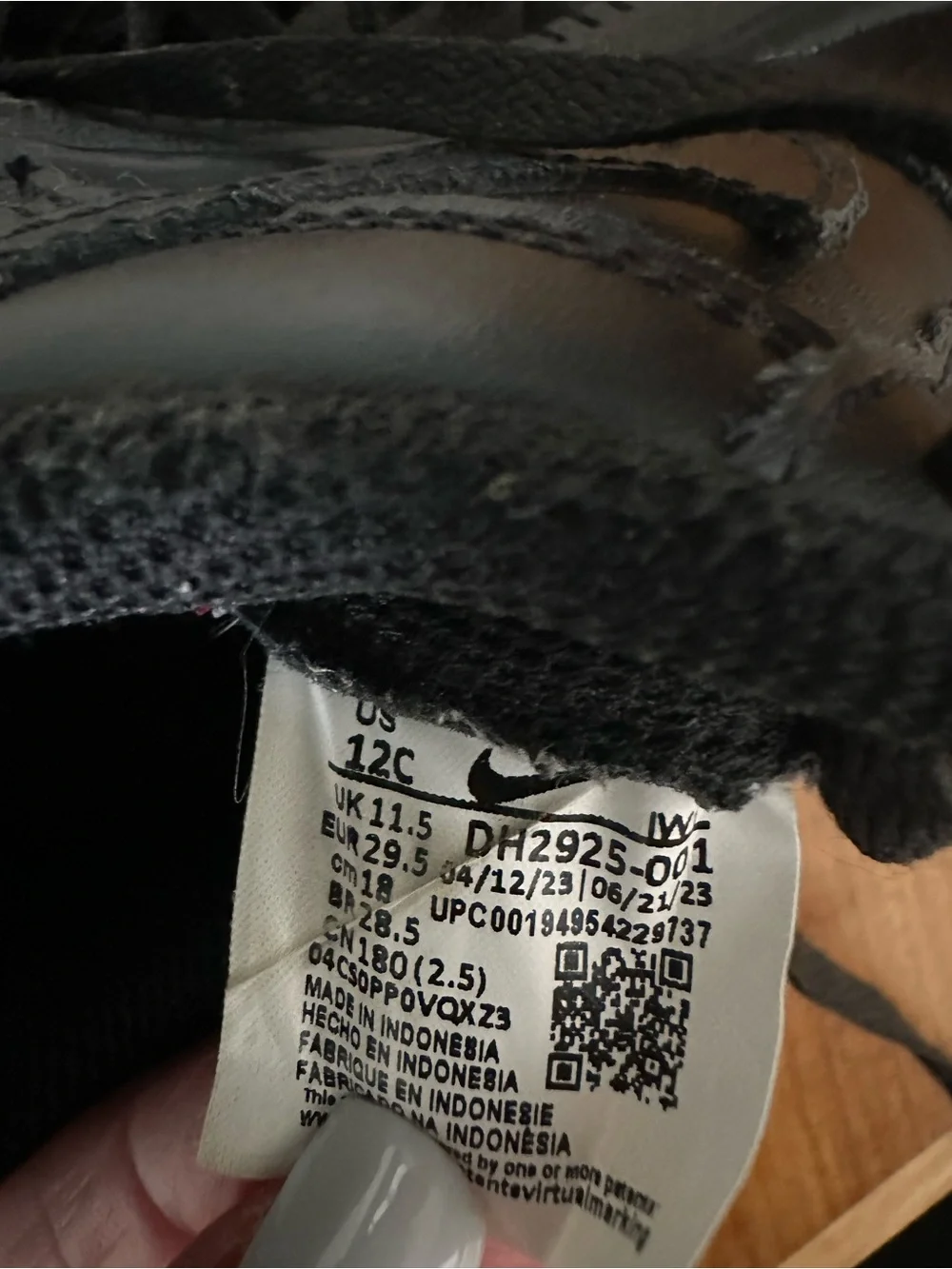 Nike Air Force 1 Black On Black Little Kids Sneakers SZ 12C Classic Swoosh EUC